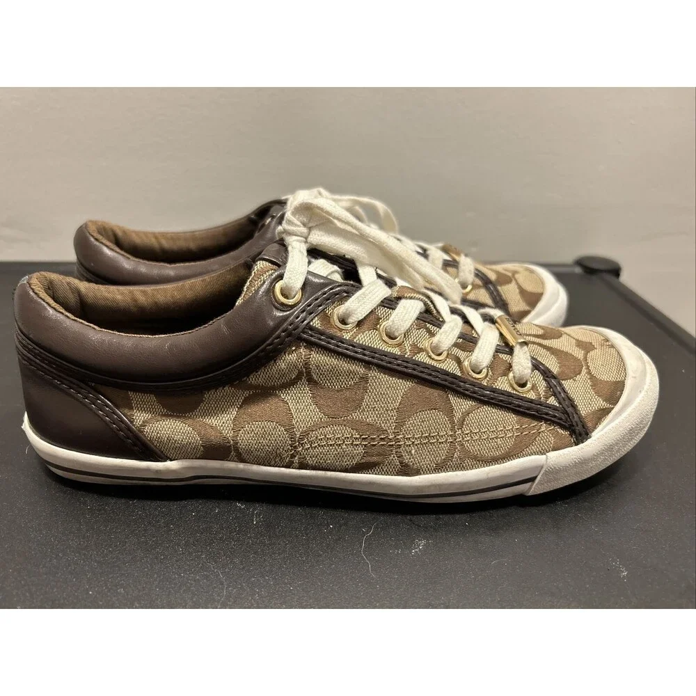 WOMENS COACH SIGNATURE FRANCESCA LACE UP TENNIS ATHLETIC FASHION SHOE 8.5B A5209